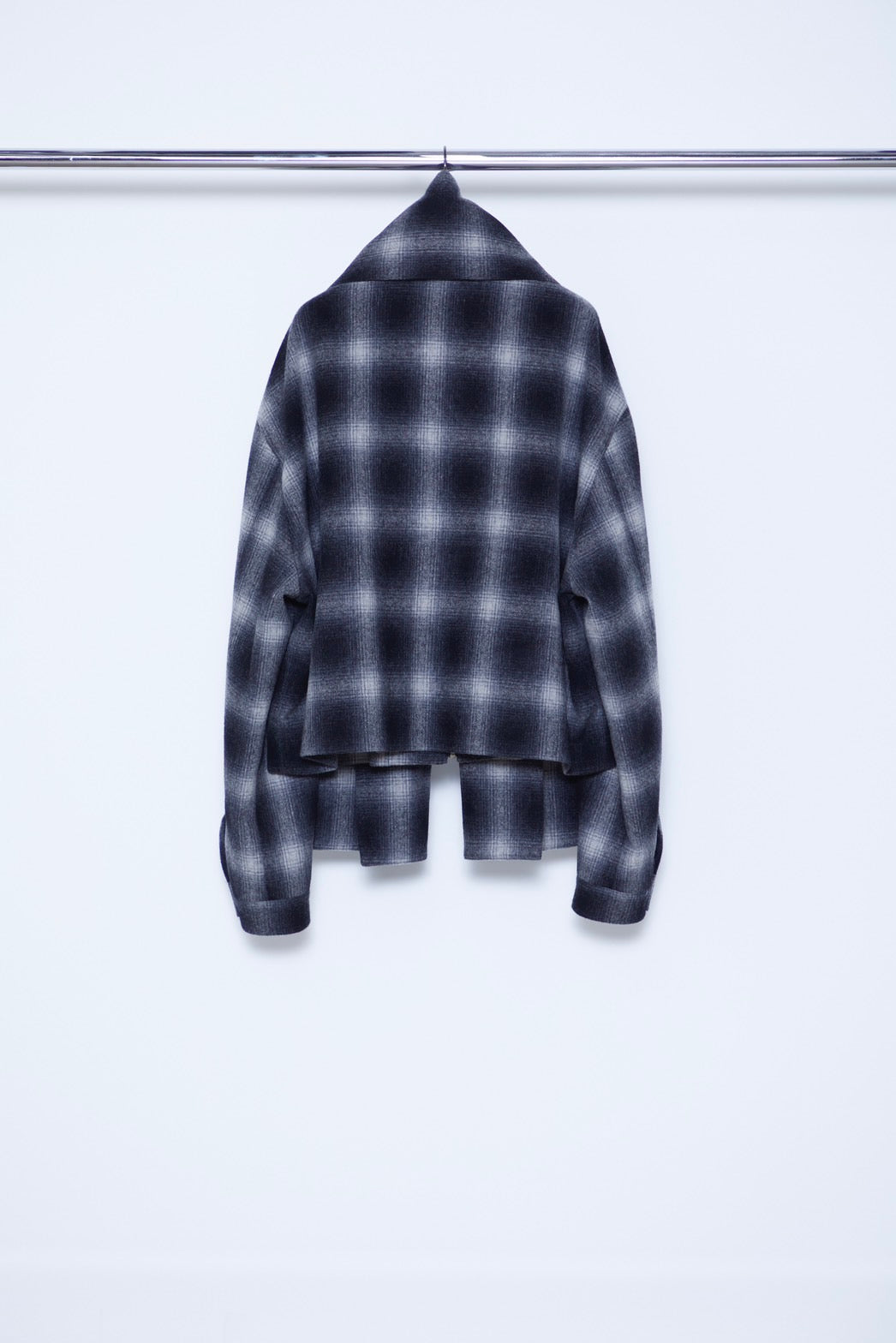 Ombre Check Short Jacket with Scarf
