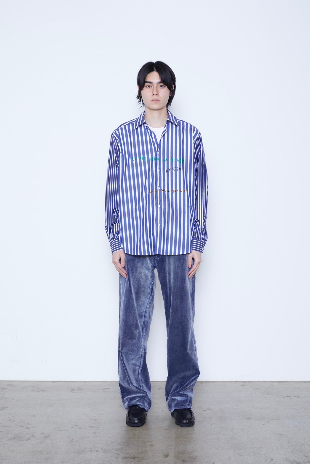 Lettered Strip Regular Collar Shirt