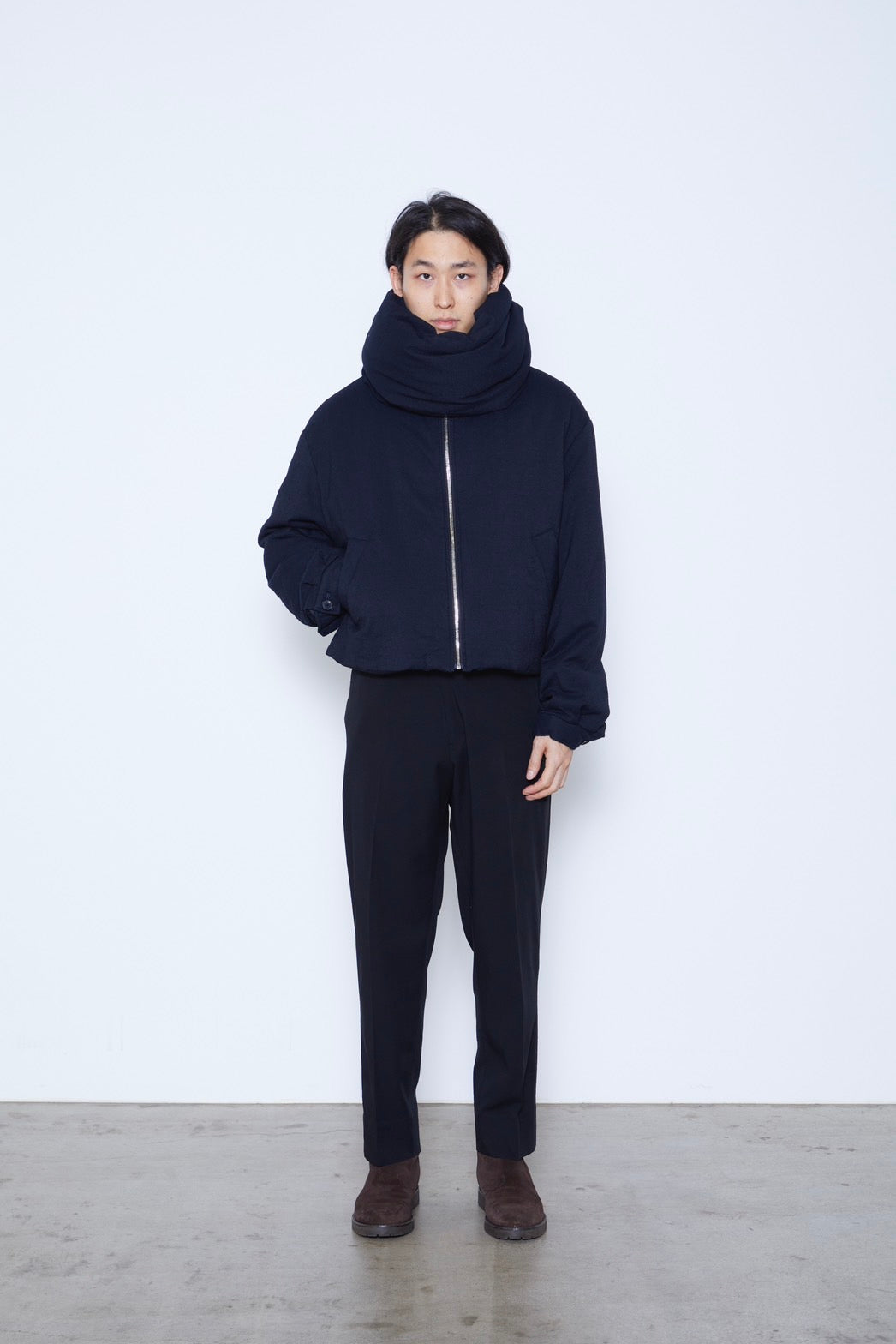 Padded Short Jacket with Scarf