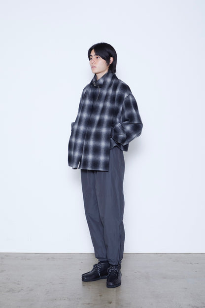Ombre Check Short Jacket with Scarf