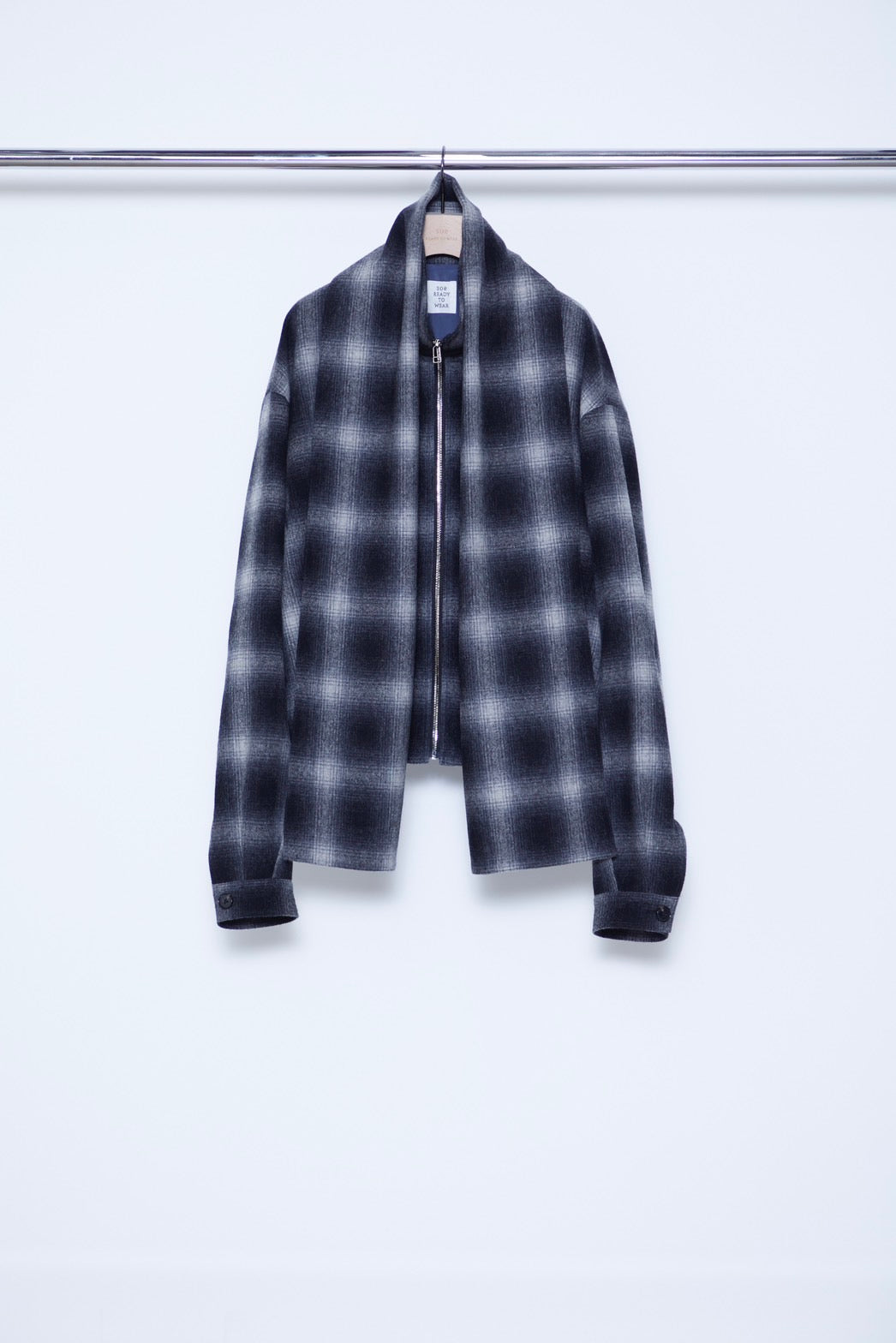 Ombre Check Short Jacket with Scarf