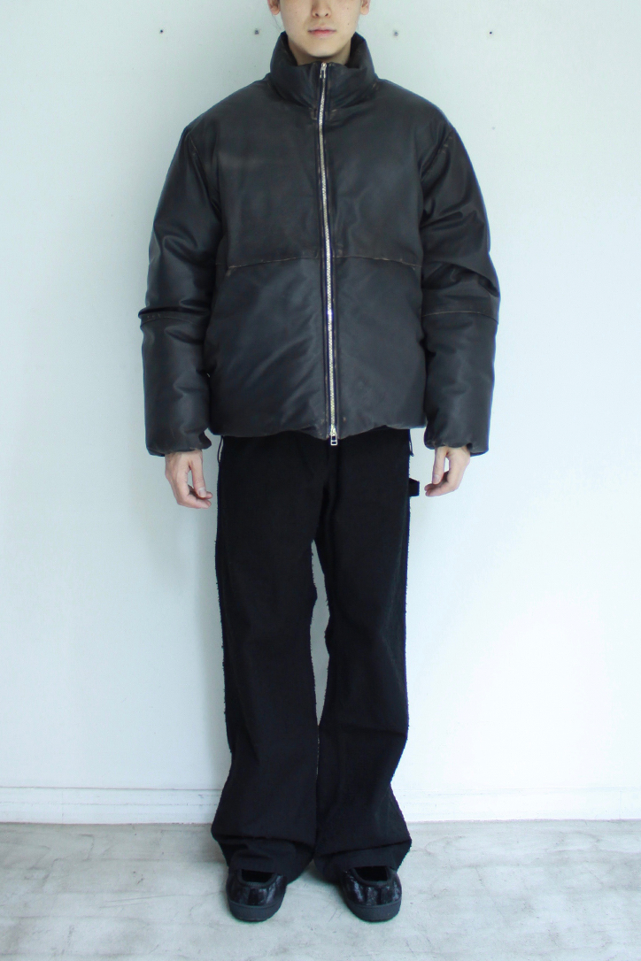 Damaged Leather Down Jacket