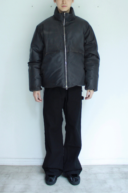 Damaged Leather Down Jacket